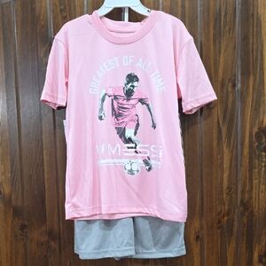 Kids Pink and Gray Soccer Matching Set